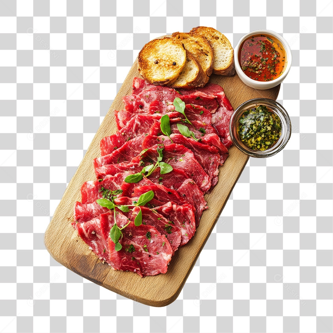 Porção de Filé de Peixe Cru com Complementos PNG Transparente