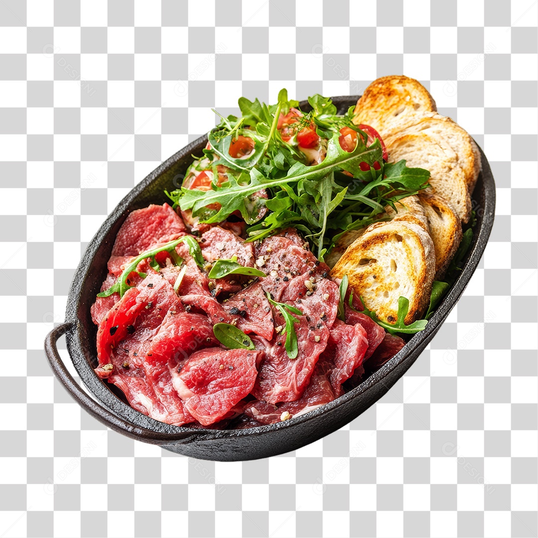 Porção de Carne com Complementos PNG Transparente