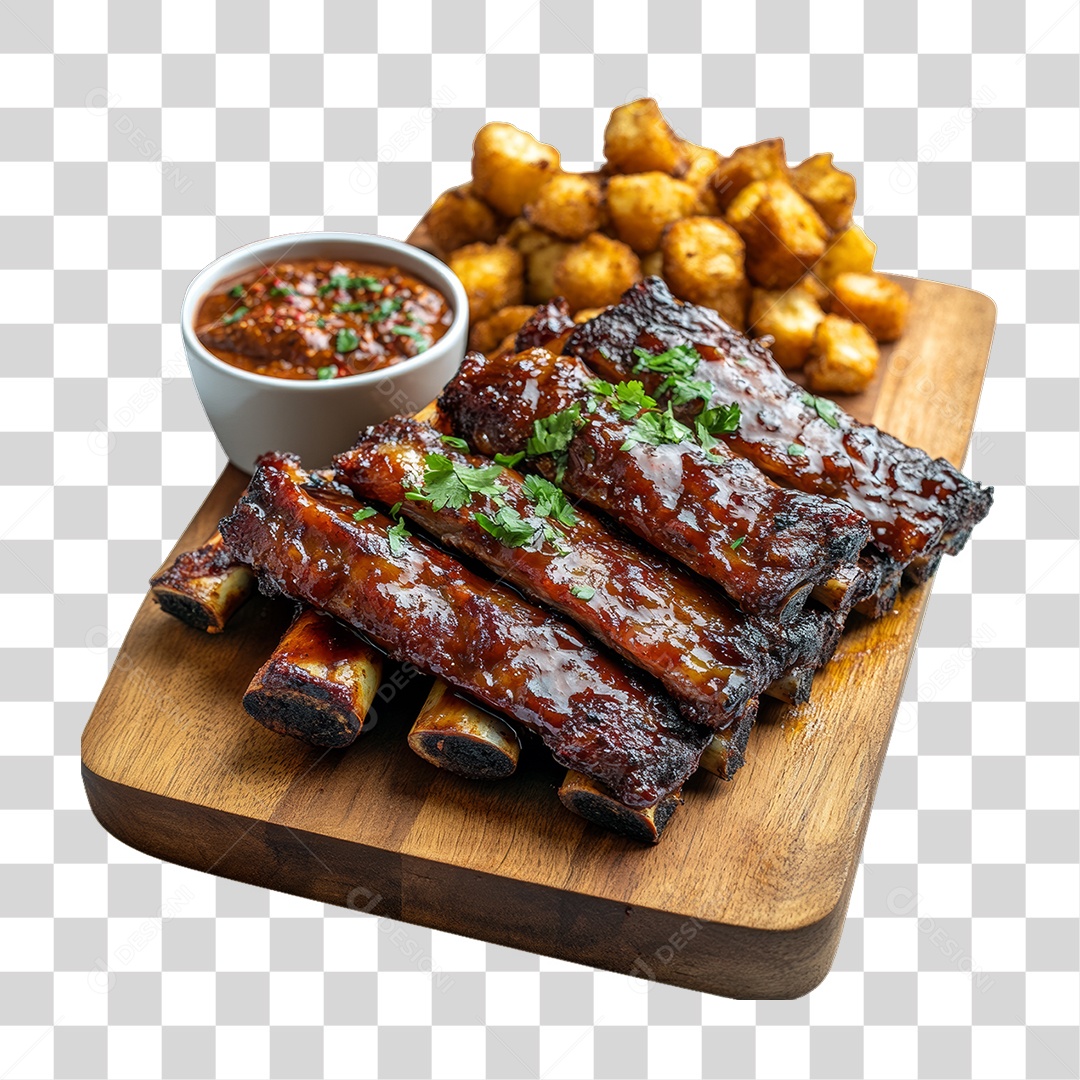 Porção de Carne com Complementos PNG Transparente