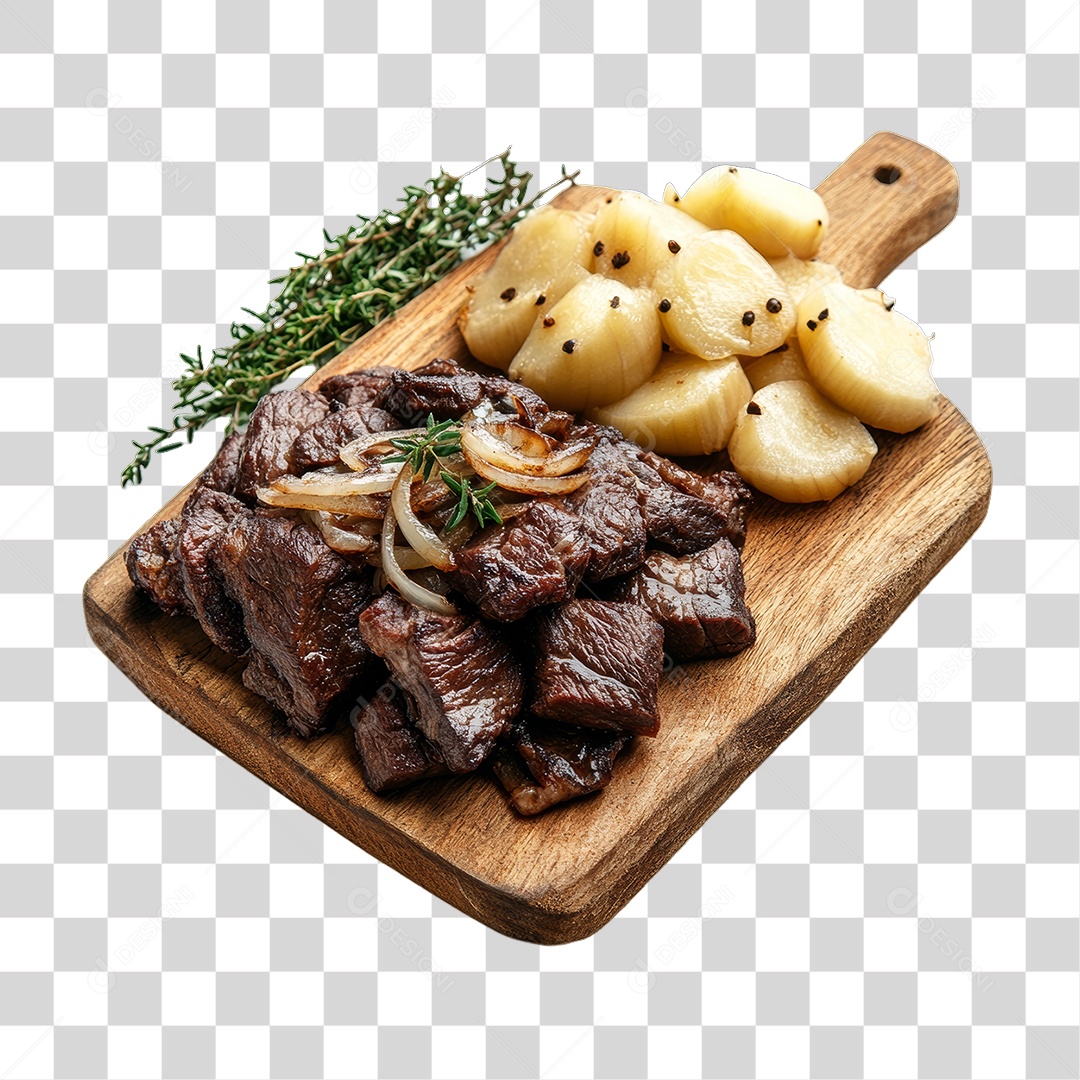 Porção de Carne com Complementos PNG Transparente