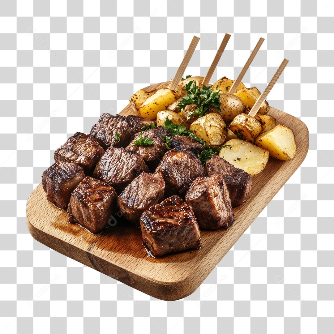 Porção de Carne com Complementos PNG Transparente