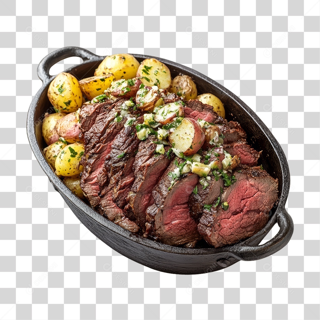 Porção de Carne com Complementos PNG Transparente
