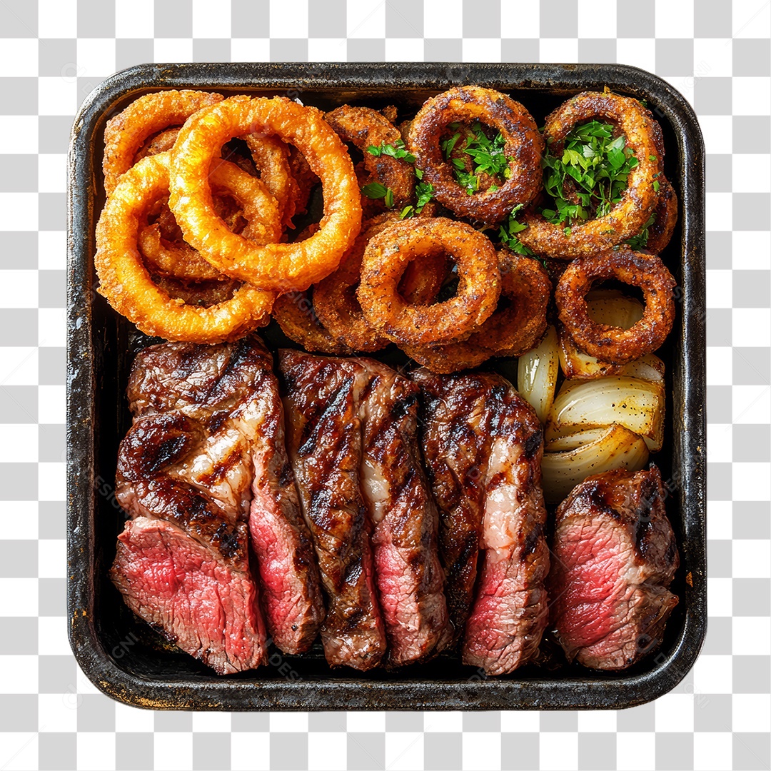Porção de Carne com Complementos PNG Transparente