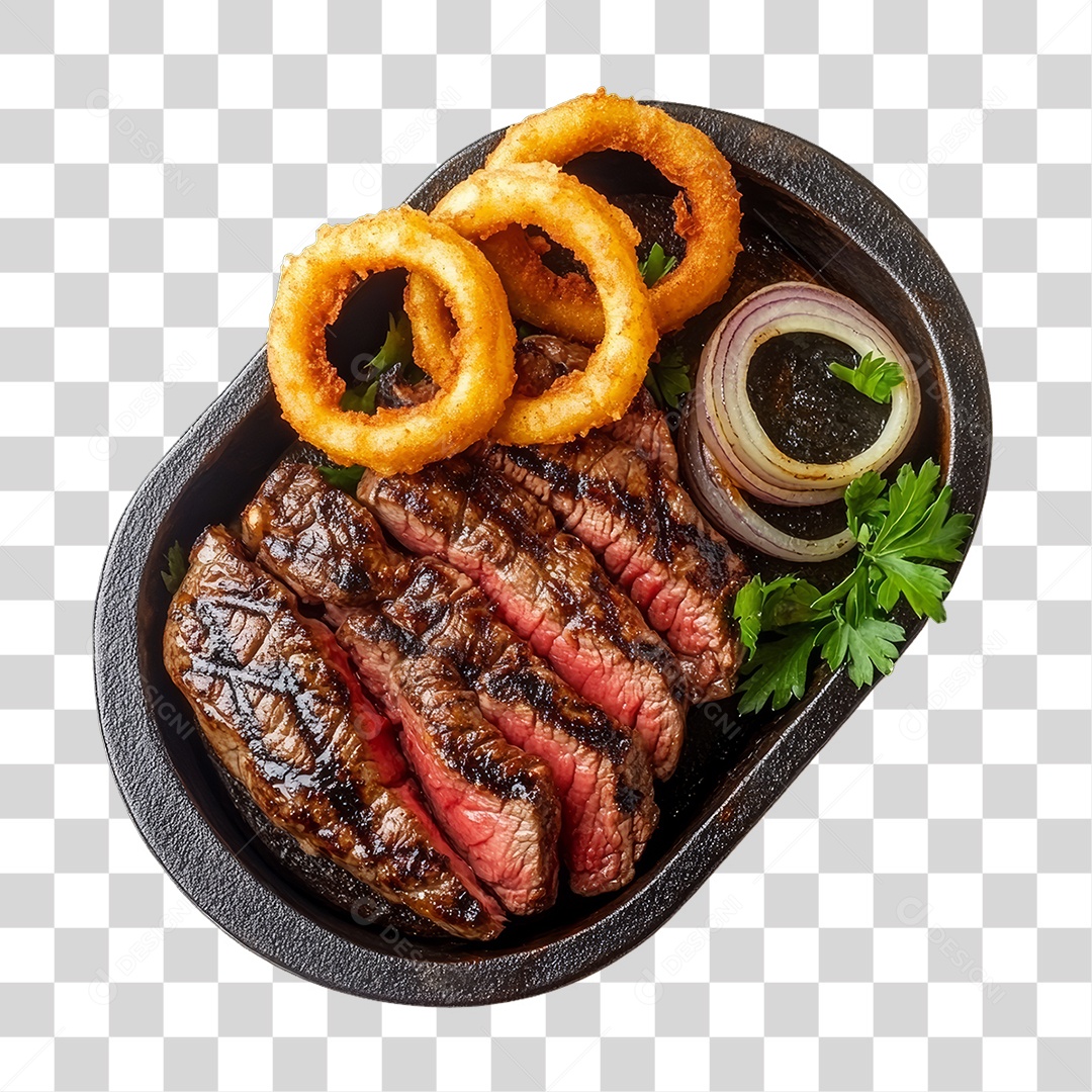 Porção de Carne com Complementos PNG Transparente