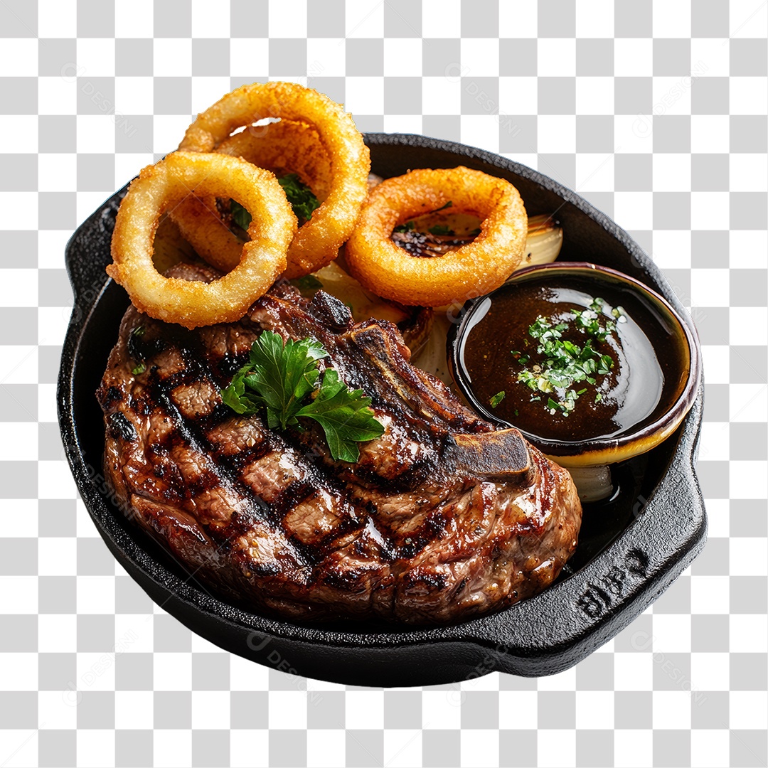 Porção de Carne com Complementos PNG Transparente