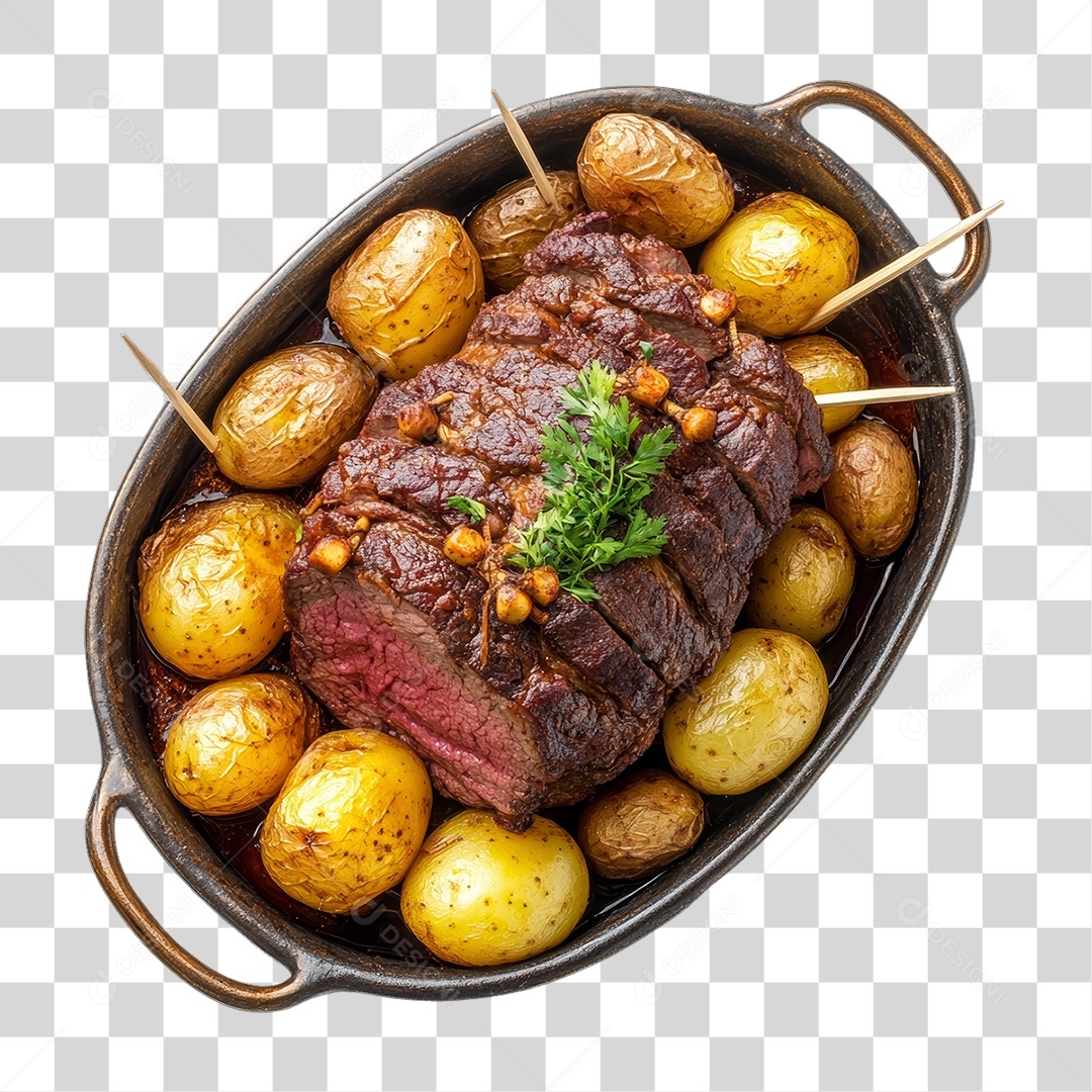 Porção de Carne com Complementos PNG Transparente