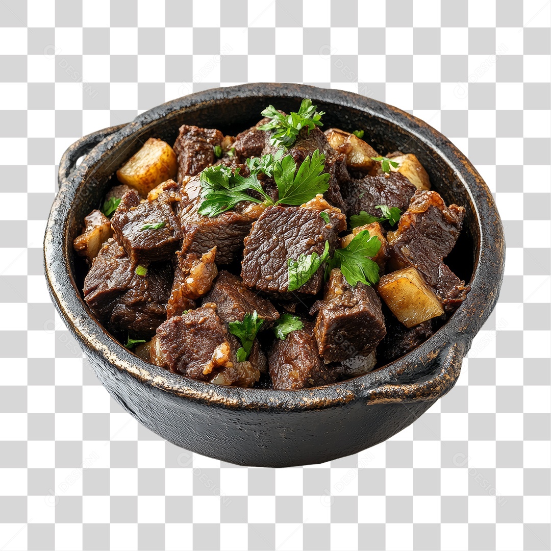 Porção de Carne com Complementos PNG Transparente