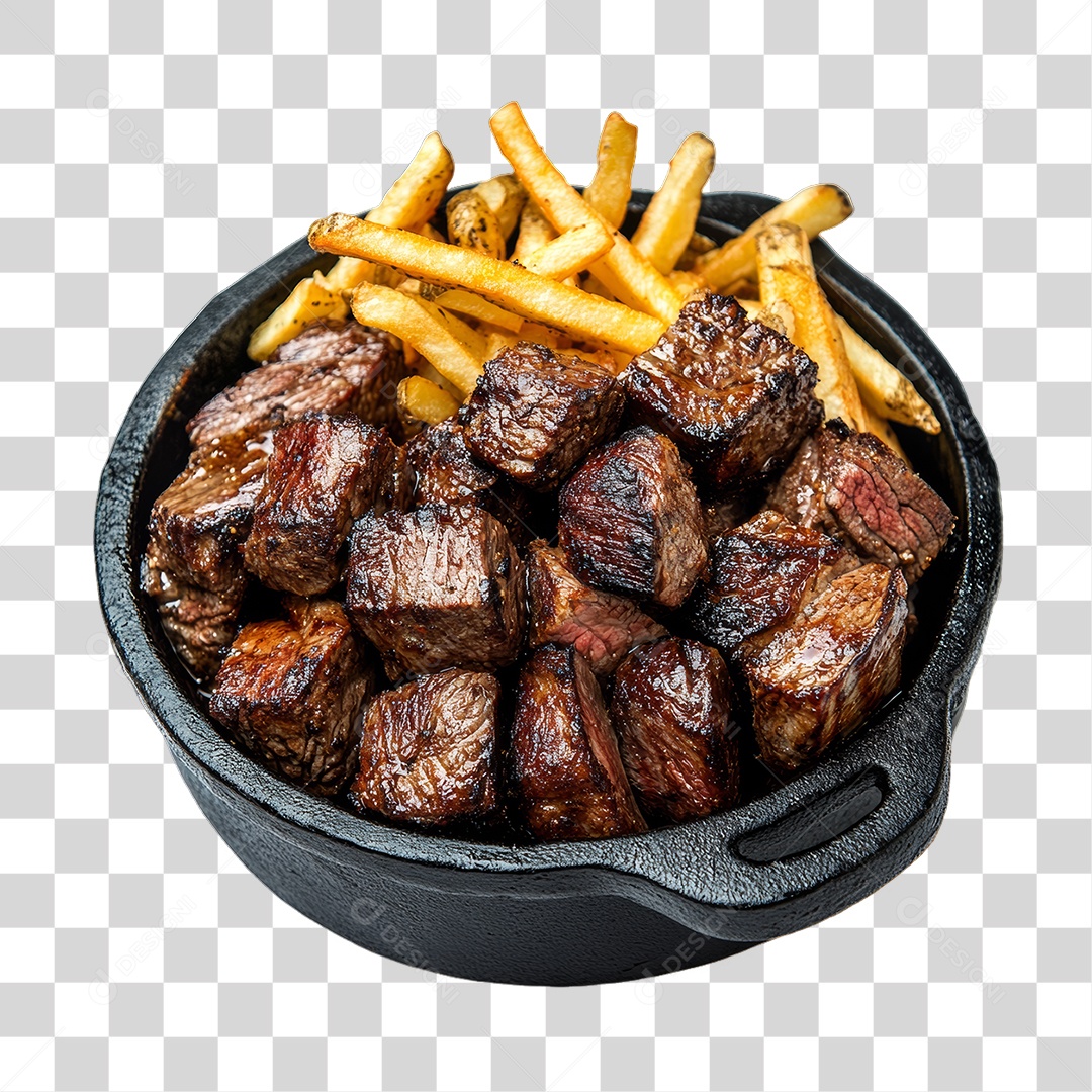 Porção de Carne com Complementos PNG Transparente