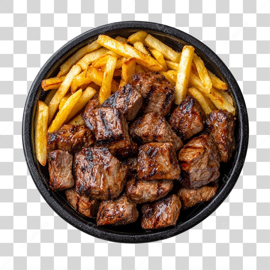 Porção de Carne com Complementos PNG Transparente