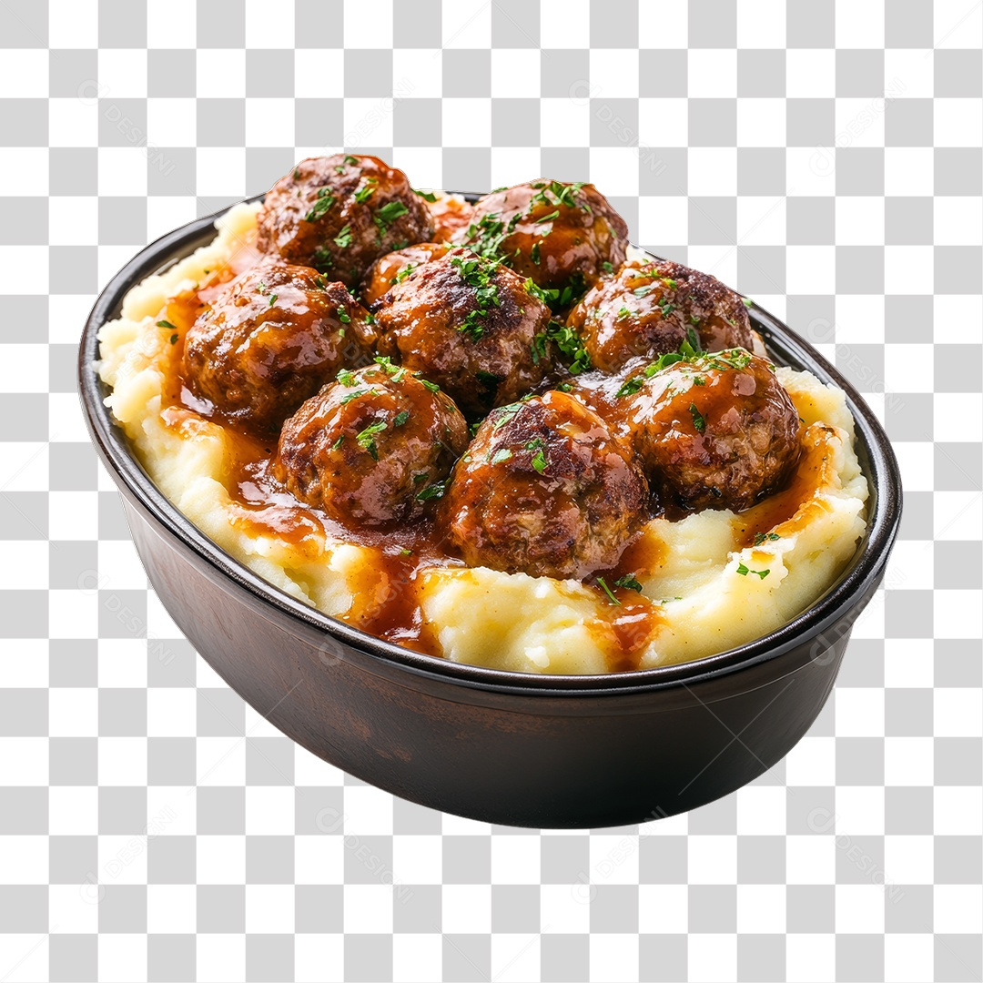 Porção de Carne com Complementos PNG Transparente