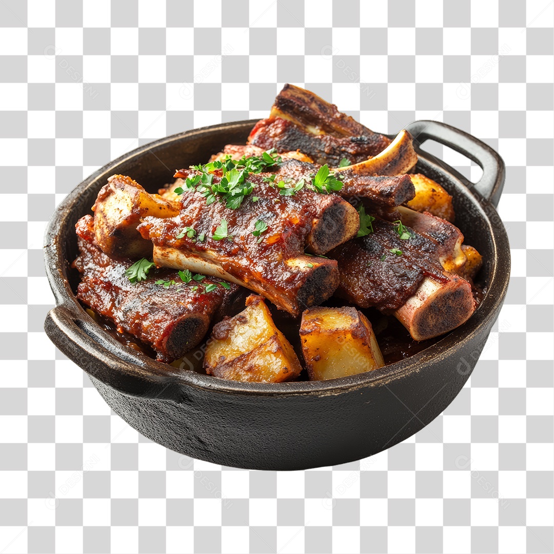 Porção de Carne com Complementos PNG Transparente