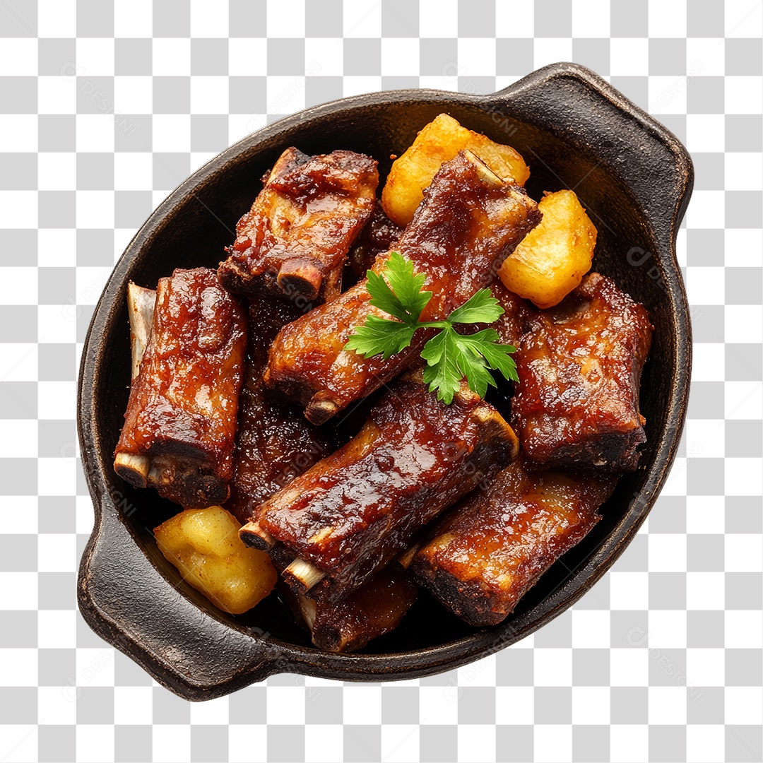 Porção de Carne com Complementos PNG Transparente