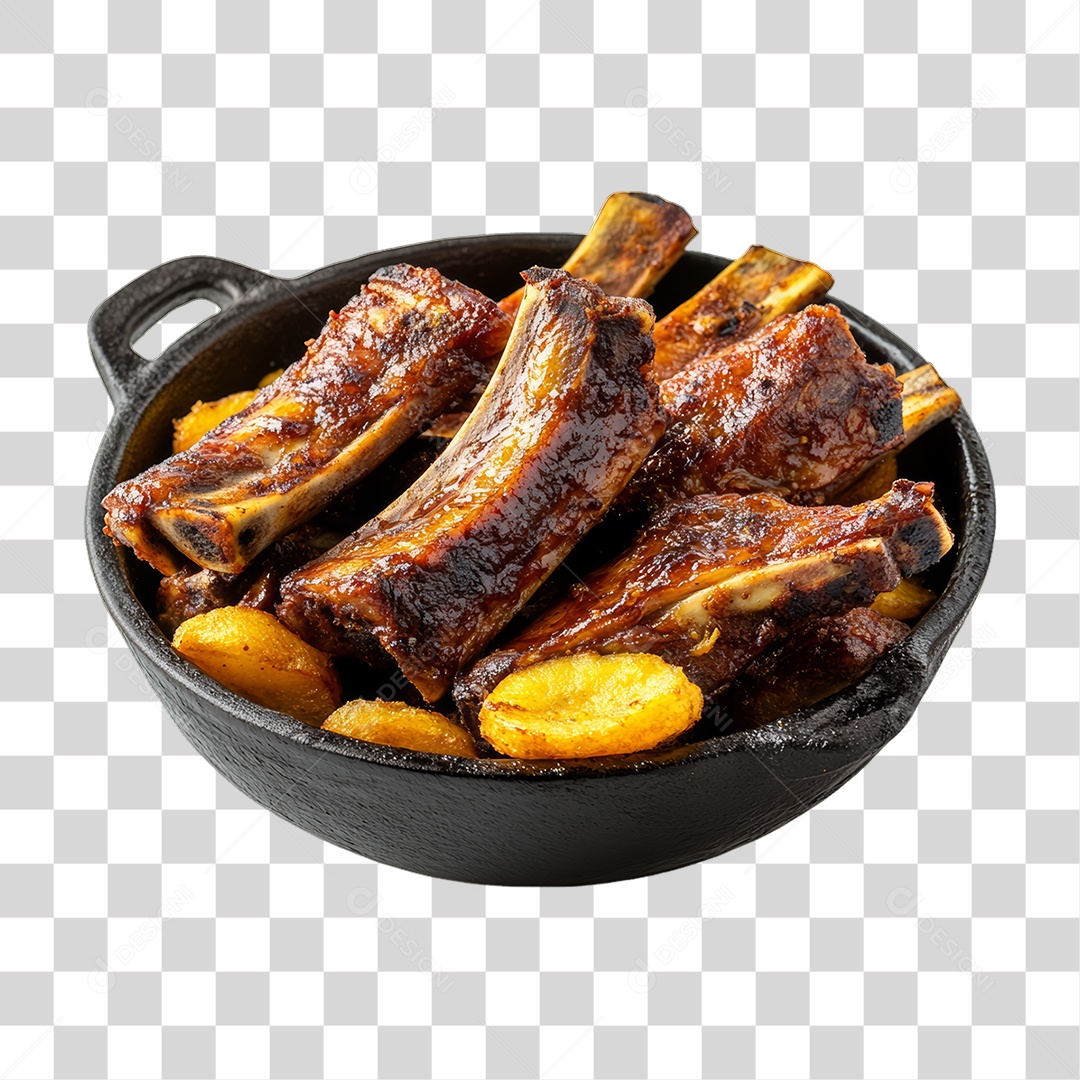 Porção de Carne com Complementos PNG Transparente