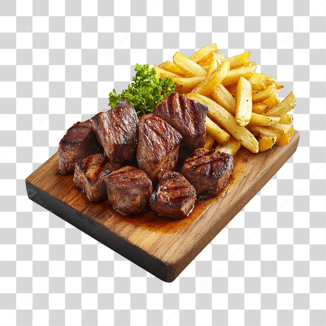 Porção de Carne com Complementos PNG Transparente