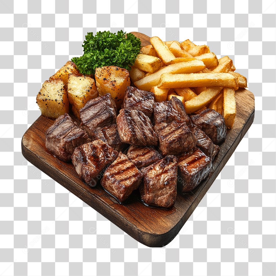 Porção de Carne com Complementos PNG Transparente