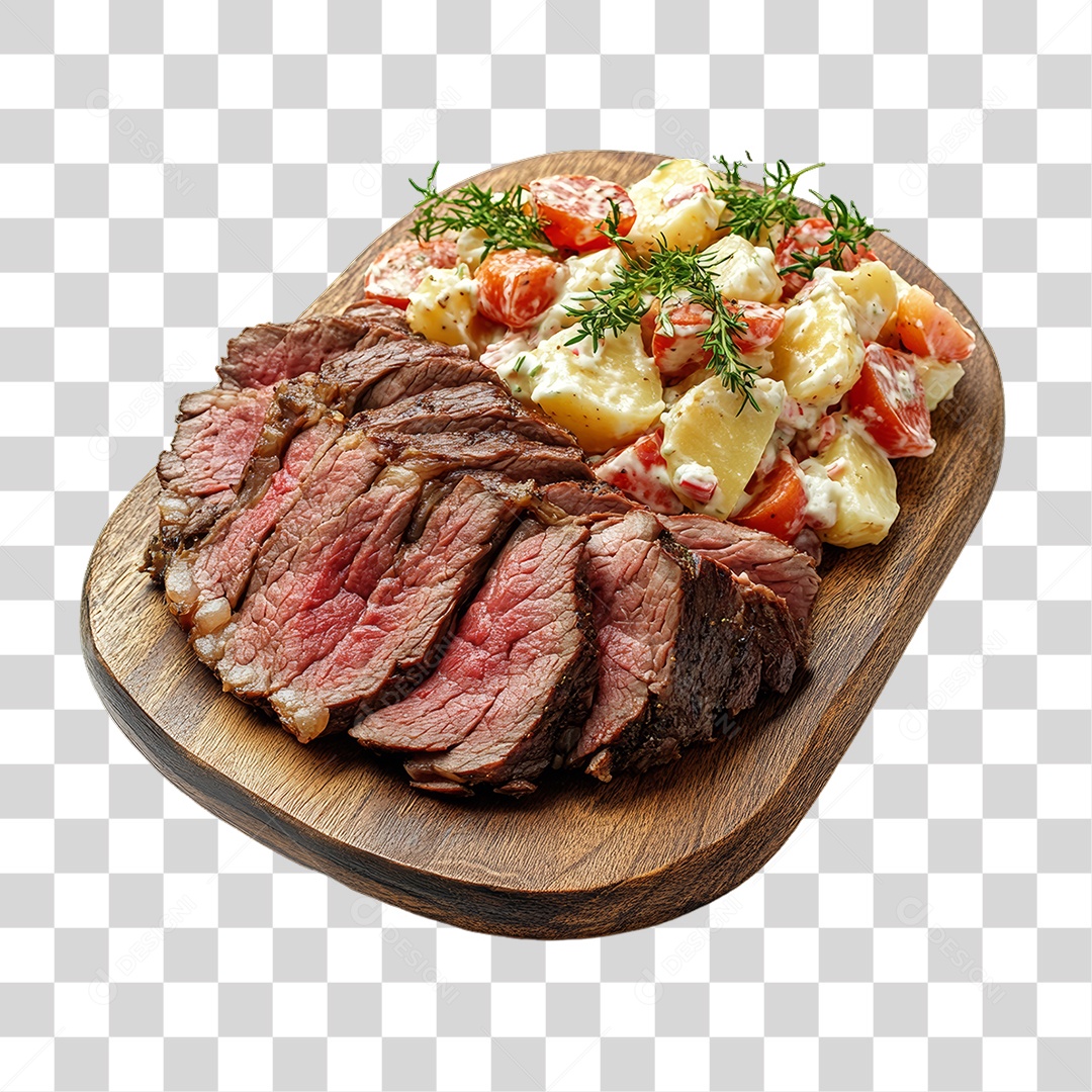 Porção de Carne com Complementos PNG Transparente