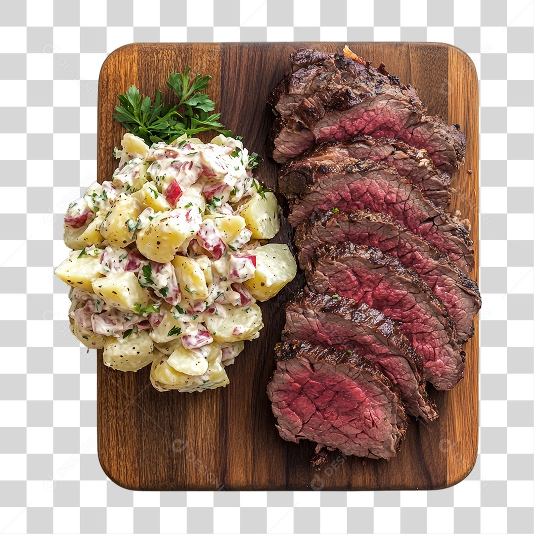 Porção de Carne com Complementos PNG Transparente