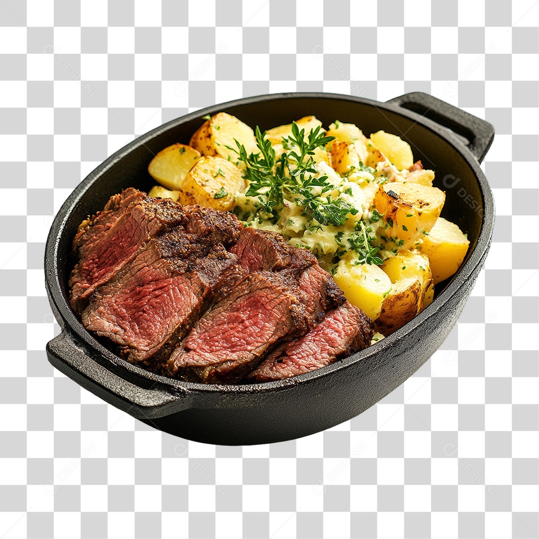 Porção de Carne com Complementos PNG Transparente