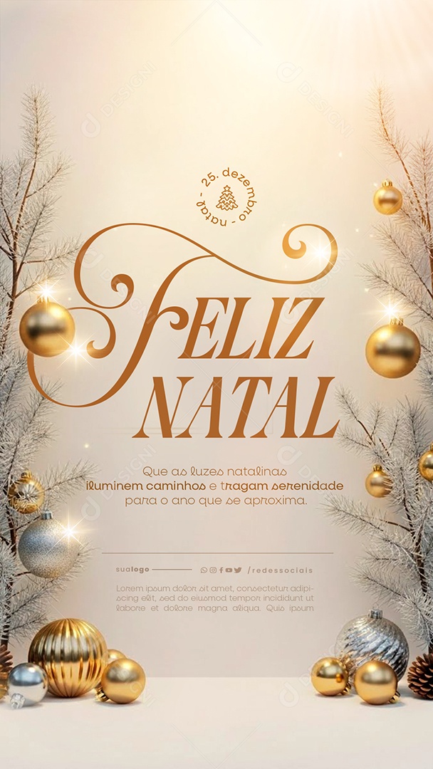 Story Feliz Natal 25 de Dezembro Social Media PSD Editável