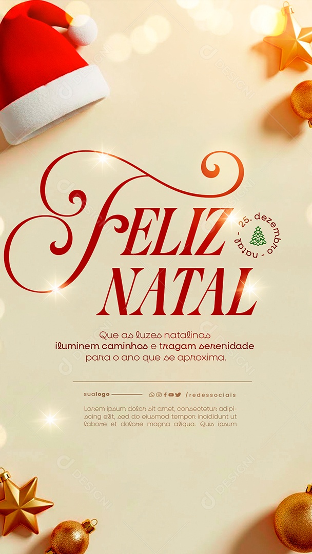Story Feliz Natal 25 de Dezembro Social Media PSD Editável