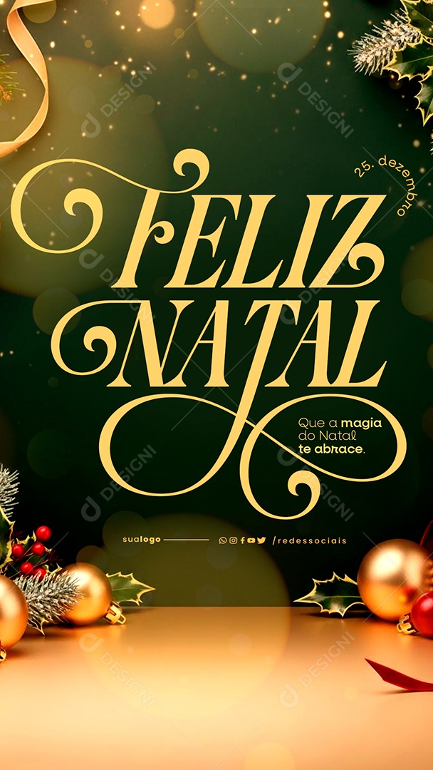 Story Feliz Natal 25 de Dezembro Social Media PSD Editável