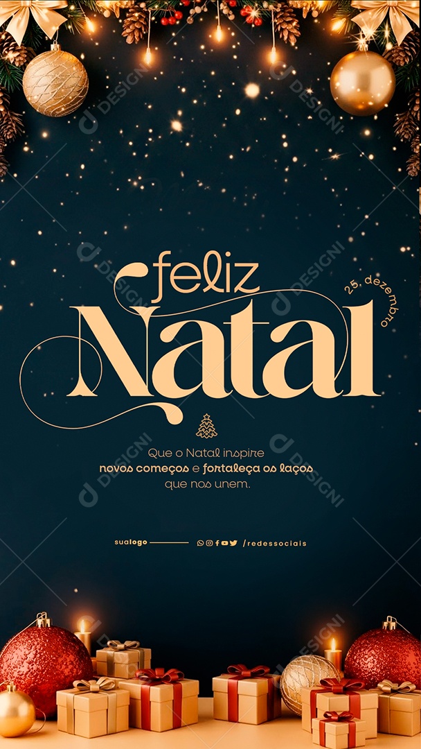 Story Feliz Natal 25 de Dezembro Social Media PSD Editável