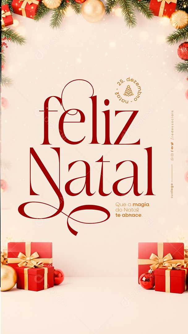 Story Feliz Natal 25 de Dezembro Social Media PSD Editável
