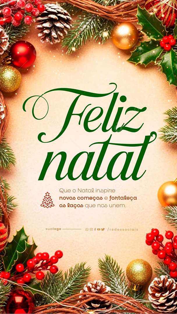 Story Feliz Natal 25 de Dezembro Social Media PSD Editável