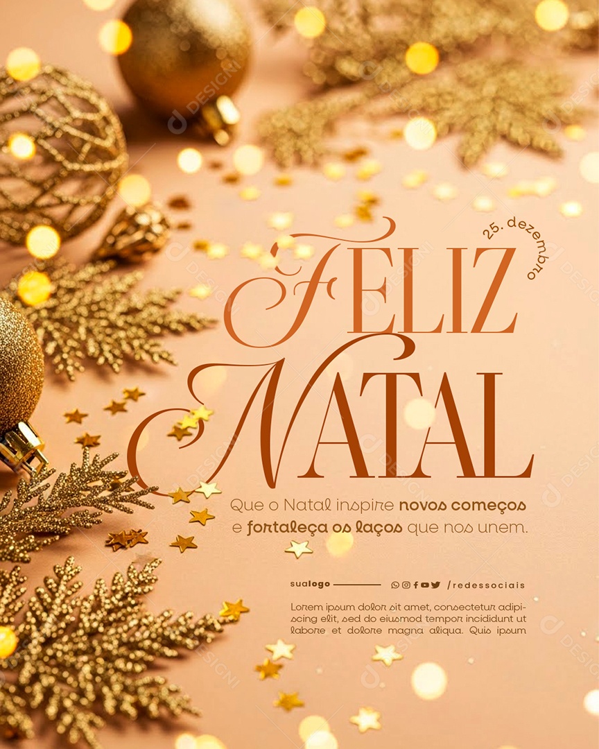 Feliz Natal 25 de Dezembro Social Media PSD Editável