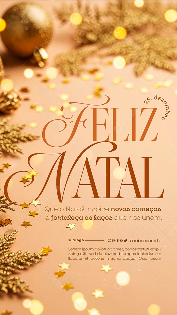 Story Feliz Natal 25 de Dezembro Social Media PSD Editável