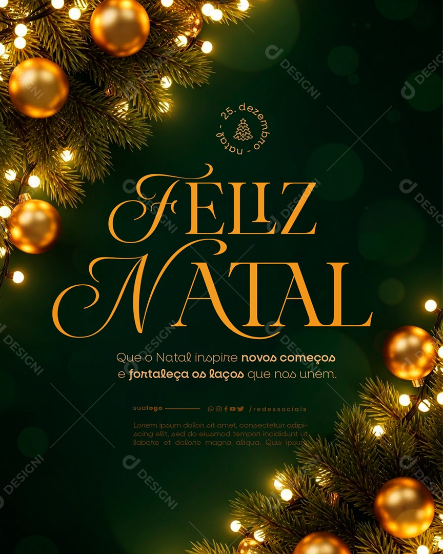 Feliz Natal 25 de Dezembro Social Media PSD Editável
