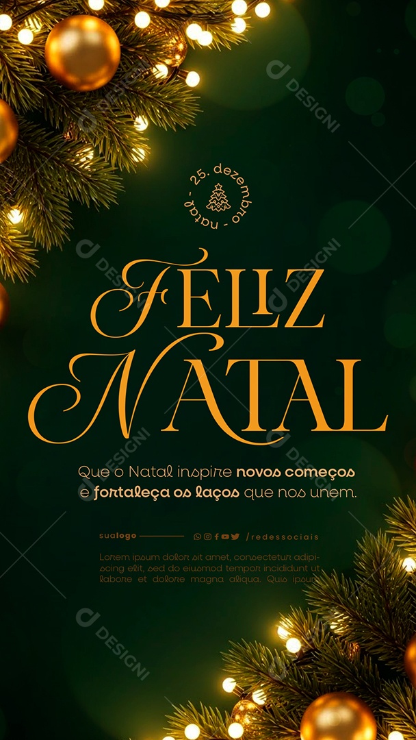 Story Feliz Natal 25 de Dezembro Social Media PSD Editável