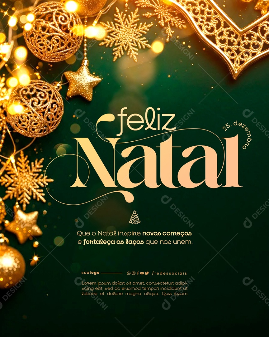 Feliz Natal 25 de Dezembro Social Media PSD Editável