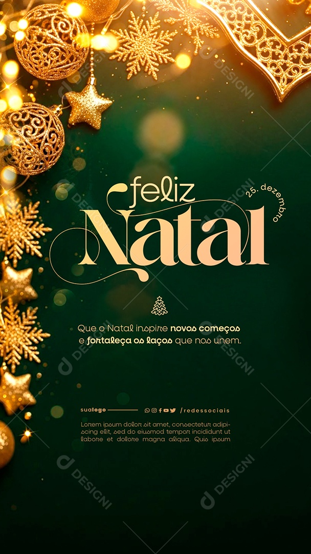 Story Feliz Natal 25 de Dezembro Social Media PSD Editável