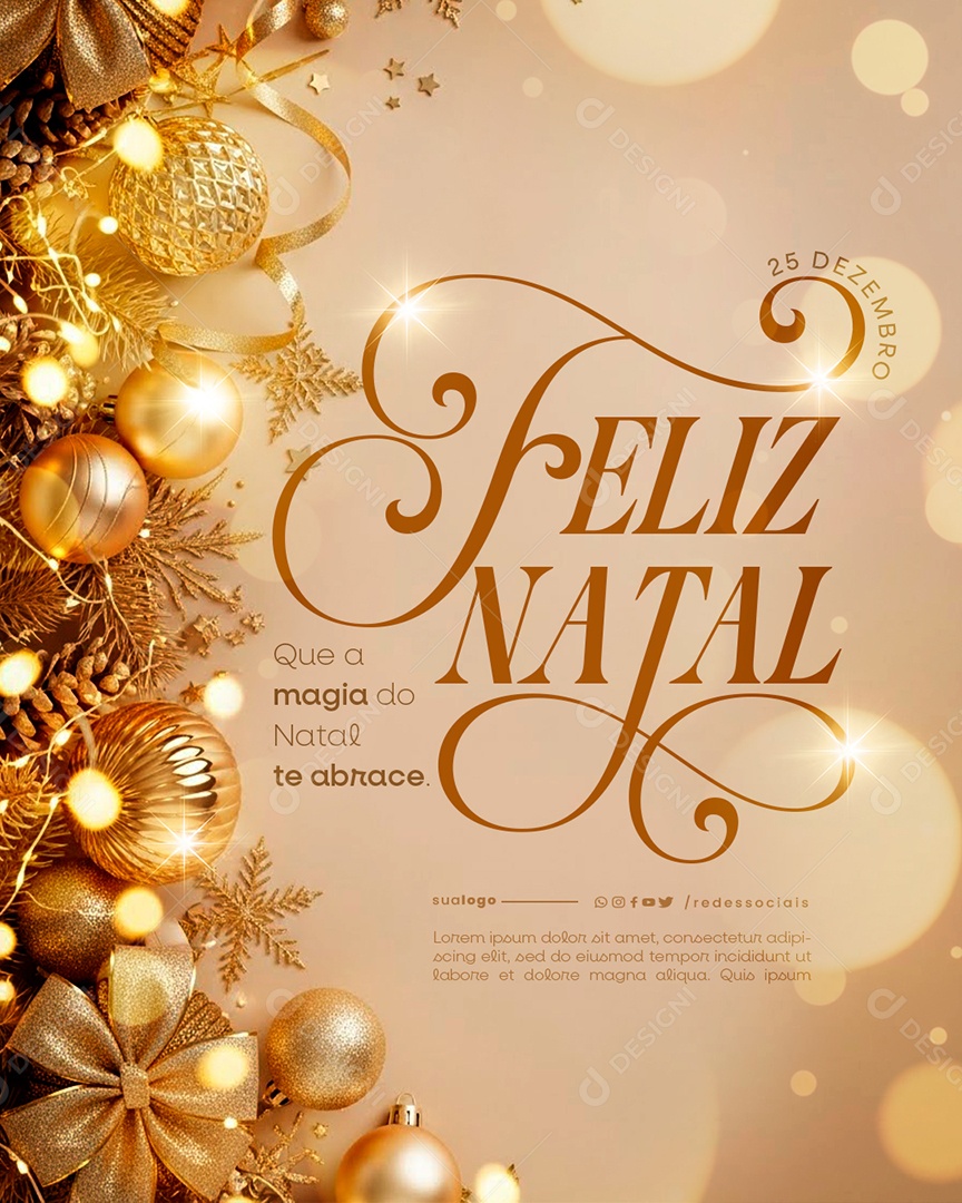 Feliz Natal 25 de Dezembro Social Media PSD Editável