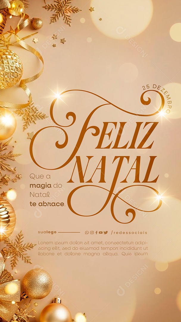 Story Feliz Natal 25 de Dezembro Social Media PSD Editável