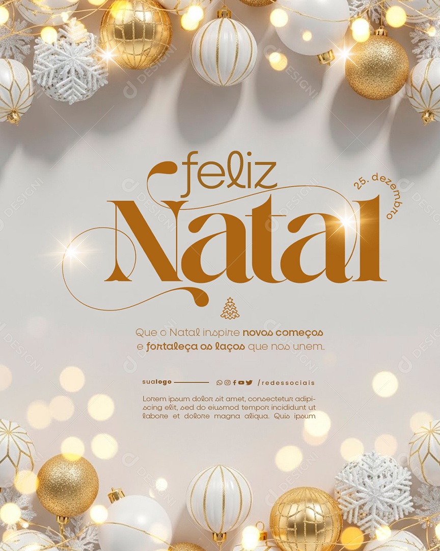 Feliz Natal 25 de Dezembro Social Media PSD Editável