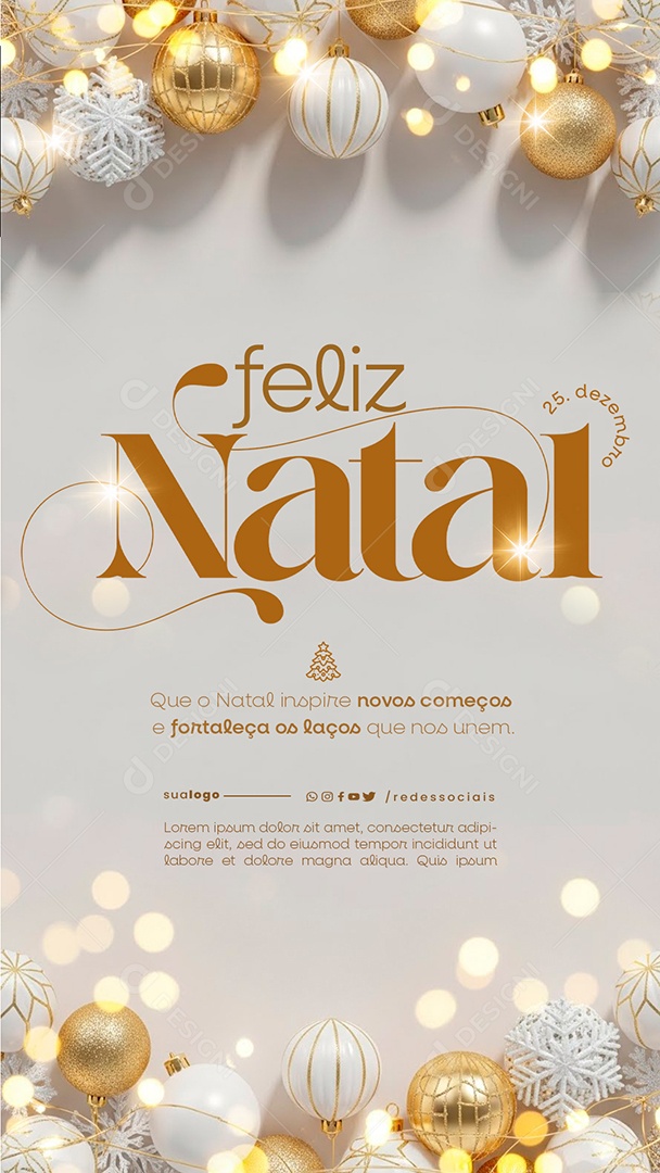 Story Feliz Natal 25 de Dezembro Social Media PSD Editável