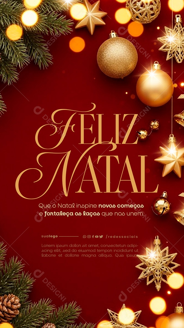 Story Feliz Natal 25 de Dezembro Social Media PSD Editável