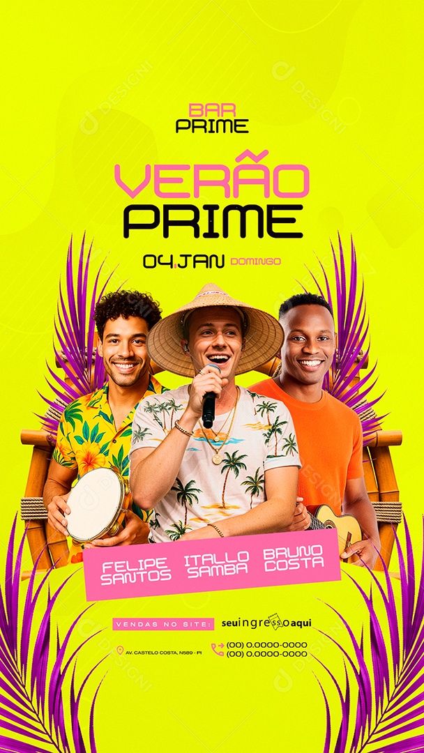 Story Flyer Próximos Shows Verão Prime Social Media PSD Editável