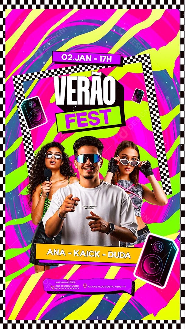 Story Flyer Próximos Shows Verão Fest Social Media PSD Editável