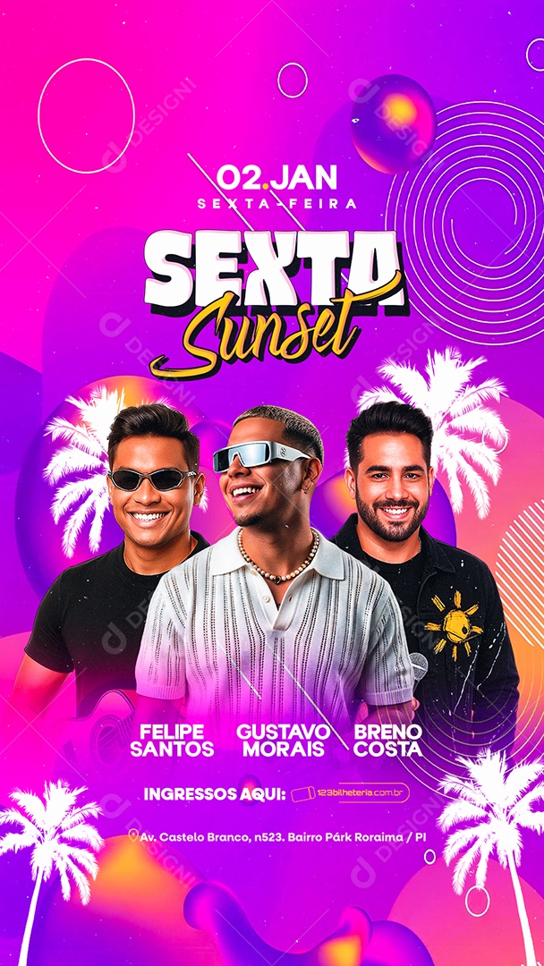 Story Flyer Próximos Shows Sexta Sunset Social Media PSD Editável