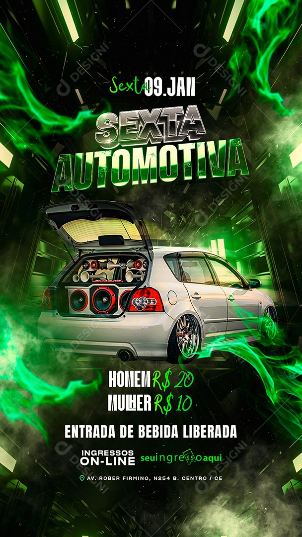 Story Flyer Próximos Shows Sexta Automotiva Social Media PSD Editável