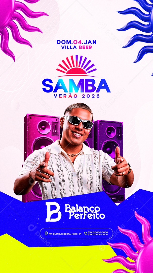 Story Flyer Próximos Shows Samba Verão 2026 Social Media PSD Editável