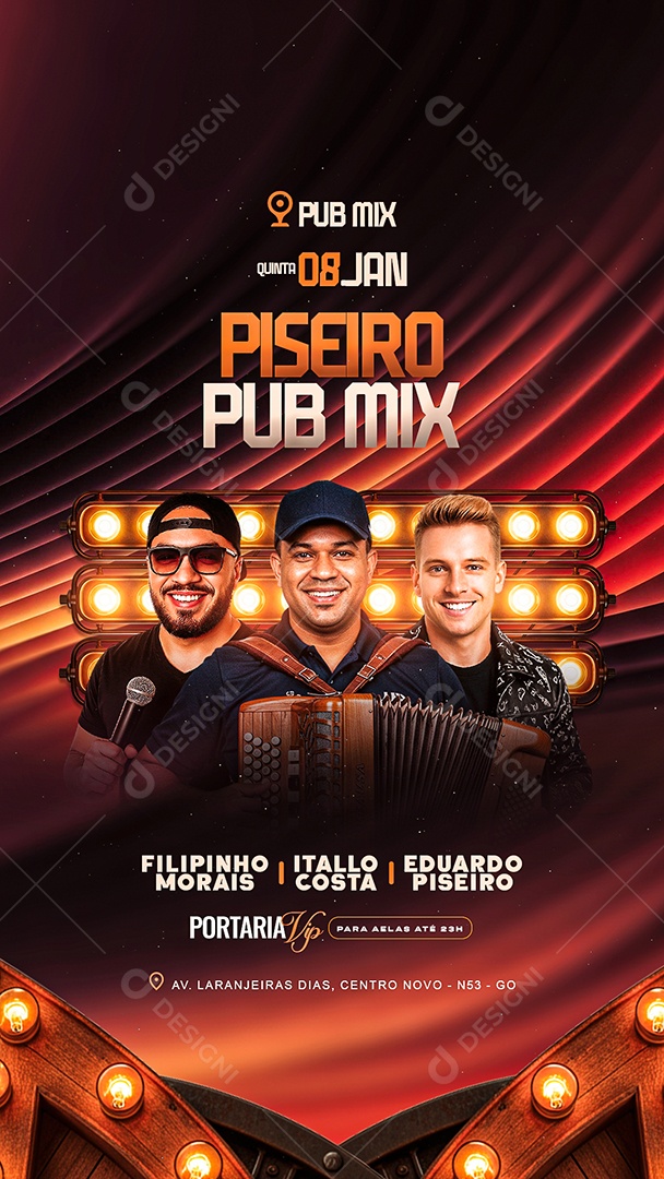 Story Flyer Próximos Shows Piseiro Pub Mix Social Media PSD Editável