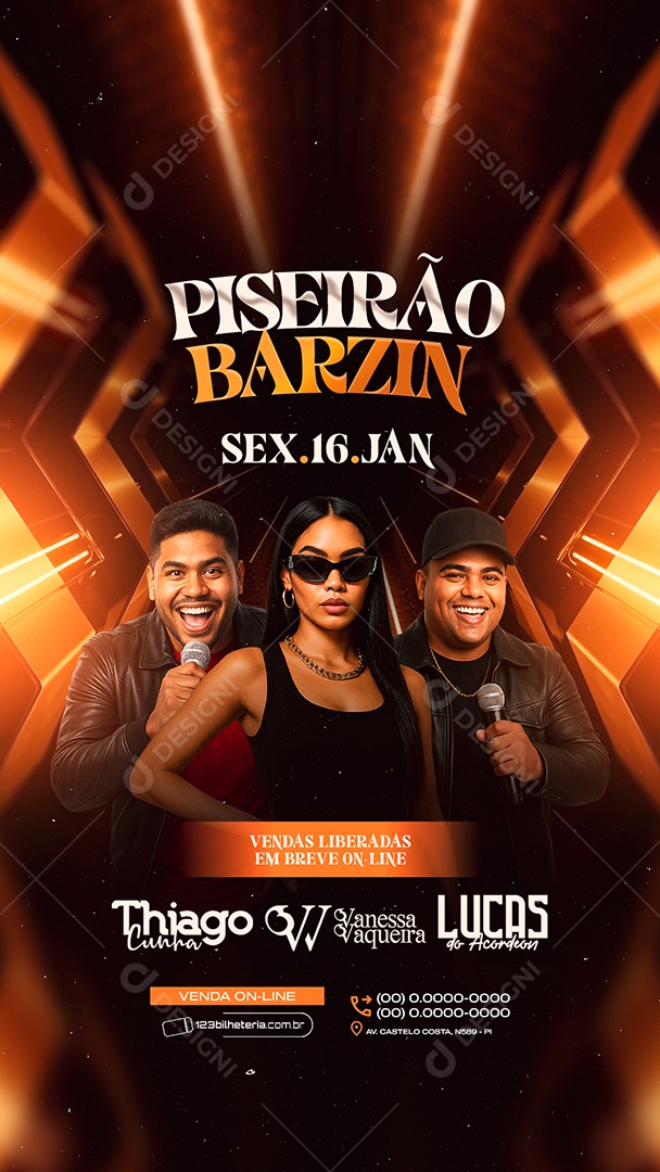 Story Flyer Próximos Shows Piseirão Barzin Social Media PSD Editável