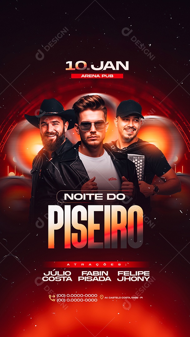 Story Flyer Próximos Shows Noite do Piseiro Social Media PSD Editável