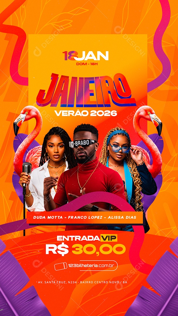 Story Flyer Próximos Shows Janeiro Verão 2026 Social Media PSD Editável