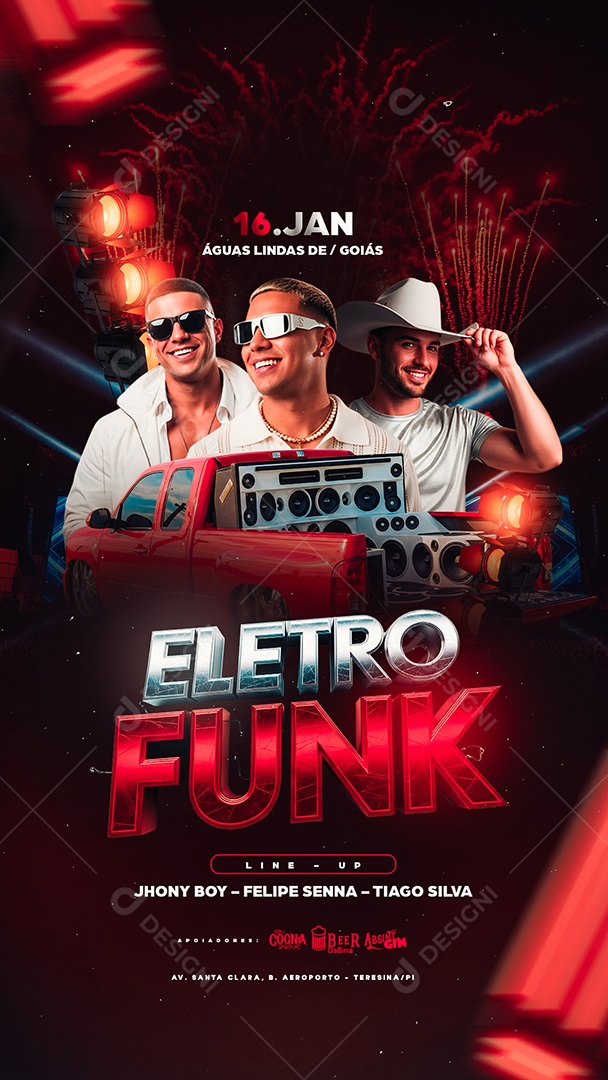 Story Flyer Próximos Shows Eletro Funk Social Media PSD Editável