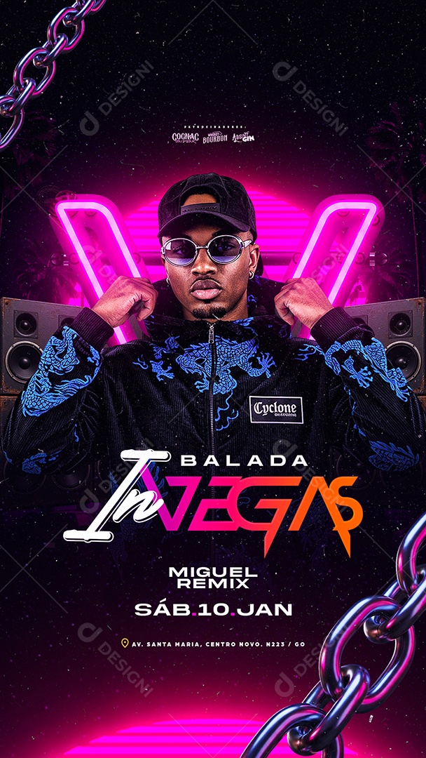 Story Flyer Próximos Shows Balada In Vegas Social Media PSD Editável